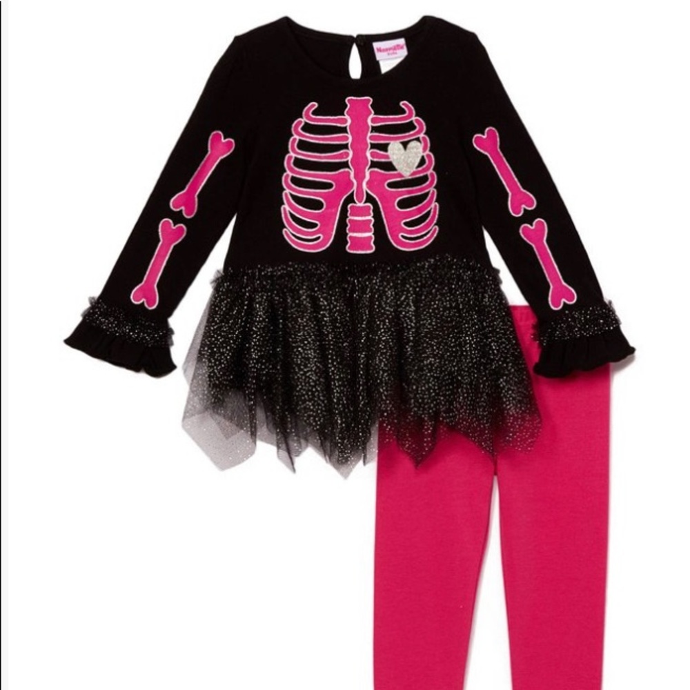 nwt! 2t girls skeleton matching set